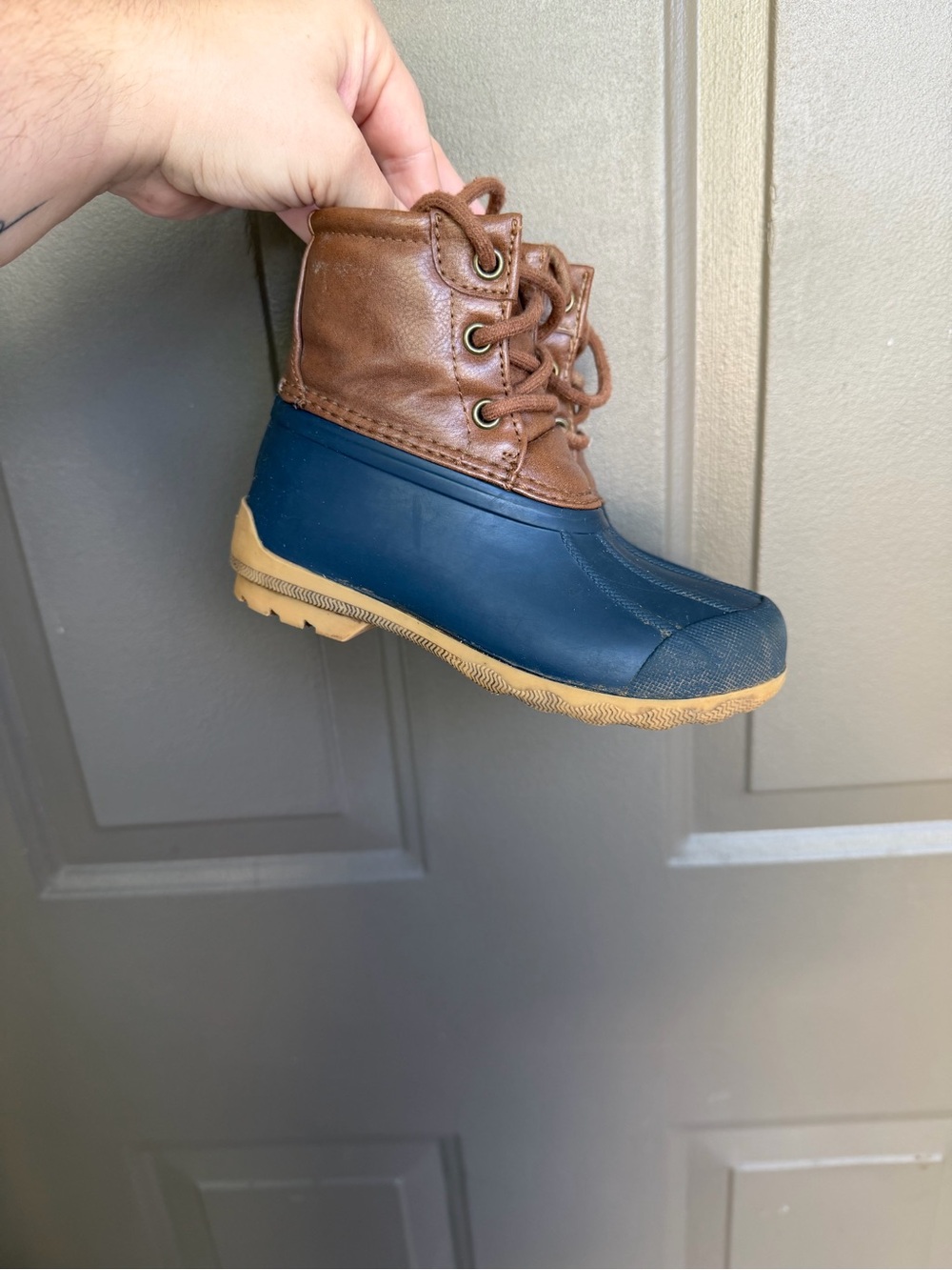Sperry Port Toddler Kids Duck Boots Size 9M SCL263661 Weather Rain Navy Brown